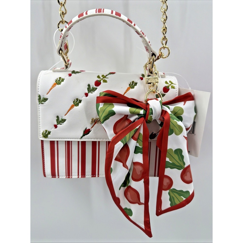 Betsy Johnson Purse Chain Crossbody Bag Vegetable Embroidered Whimsy Retro NWT